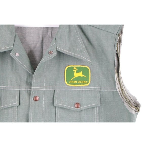 Vintage 70s John Deere Spell Out Patch Sleeveless Denim Jean Vest USA Mens Large - Picture 4 of 9